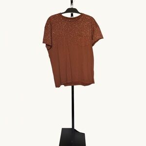 Speckled Brown Short Sleeve Women's Top